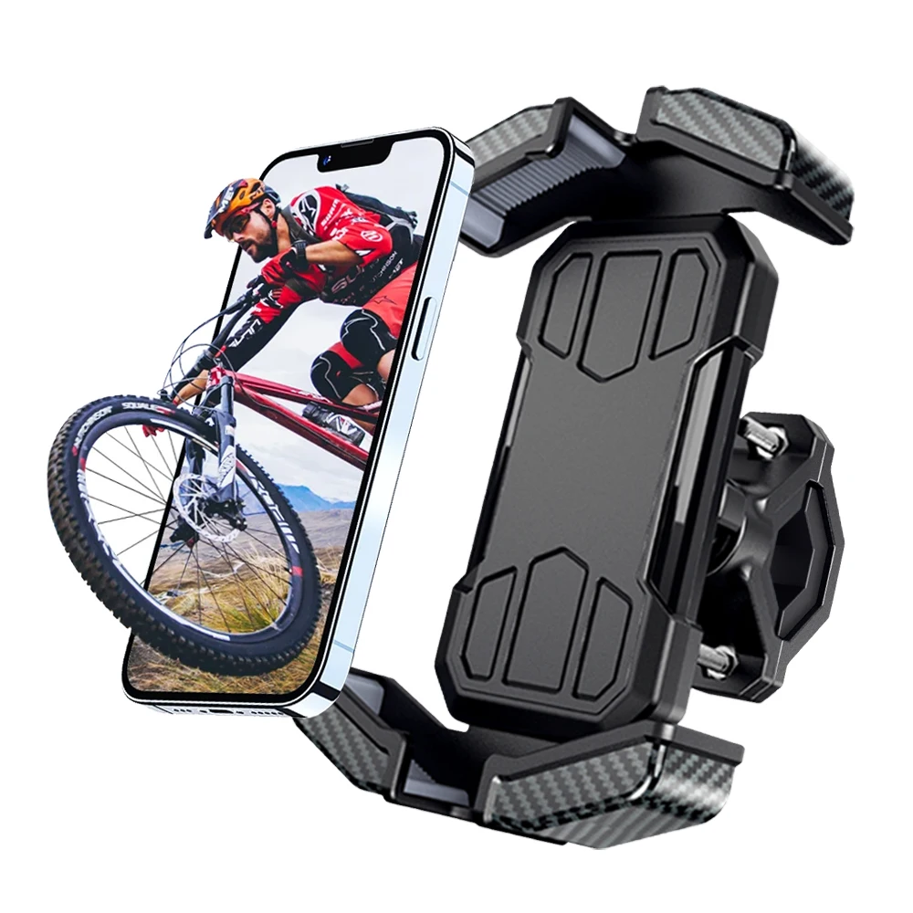 Xnyocn Universal Bike Phone Holder 360° View Bicycle Phone Holder for 4.7-7 inch Mobile Phone Stand Shockproof Bracket GPS Clip