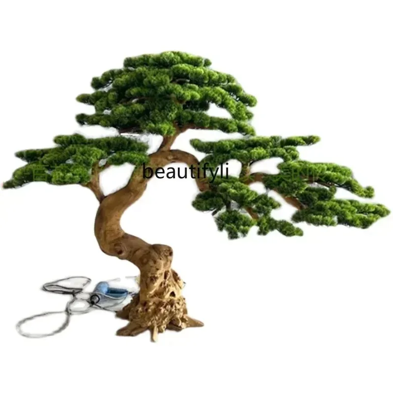 

A 0R Artificial Greeting Pine Fake Trees Large Shopping Mall Hotel Solid Wood Decoration Modeling Customization R