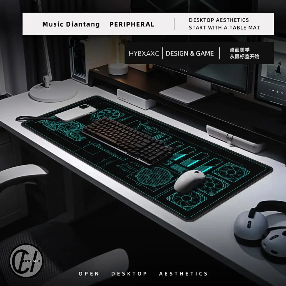 Larger Mousepad CPU Artistic line design Style Gaming Keyboard Computer E-sports Desk Mat Accessories Gamers Mause Ped Office