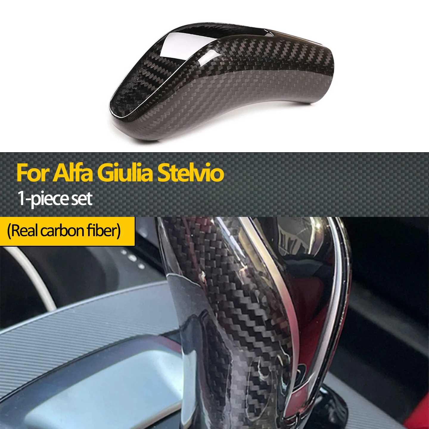 

Подходит для Alfa Romeo Giulia/Stelvio 2020-2021, декоративная крышка ручки переключения передач из цельного автомобиля, автомобильный аксессуар из сухого углеродного волокна