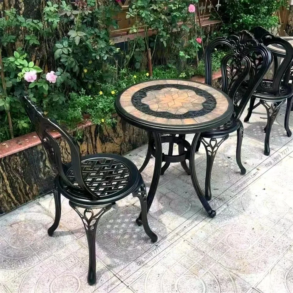 

Cast Aluminum Tables and Chairs Outdoor Tables and Chairs Furniture Living Room Metal Frame Aluminum Table