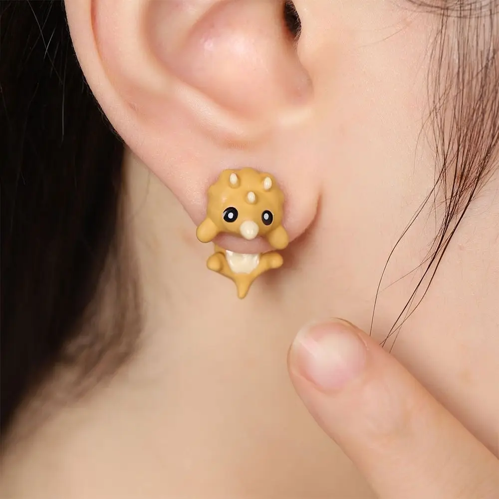 Cute Metal Cartoon Animal Biting Stud Earrings Hippo Dog Whale Dinosaur Bite Earring Whale Earrings Women