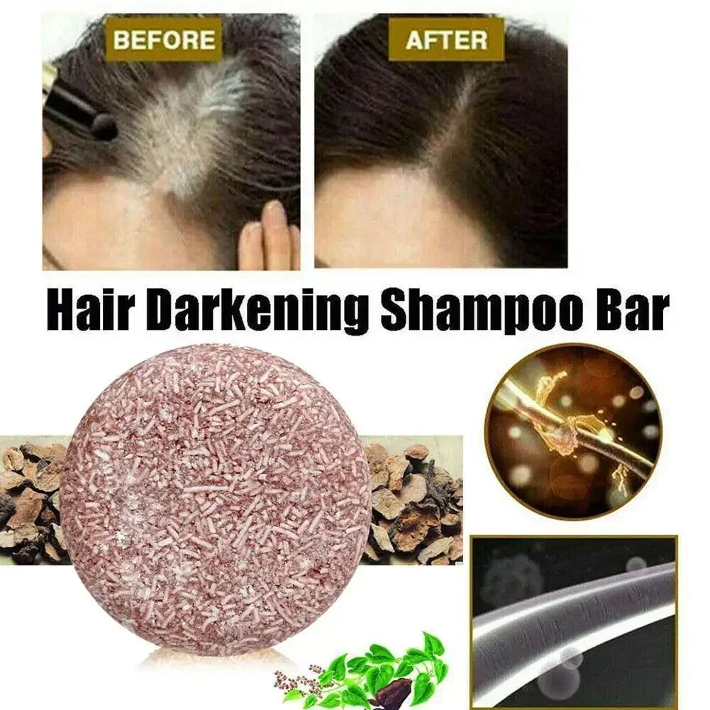 10G Natural Organic Polygonum Essence Hair Darkening Shampoo Bar Soap Mild Formula Hair Shampoo Gray Hair Reverse Cleansing