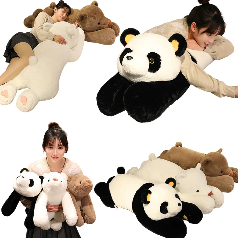 

65/80/100cm Cute Giant Panda Bear Long Plush Pillow Kawaii Stuffed Animals Simulation Panda Soft Toys for Girls Gifts Home Decor