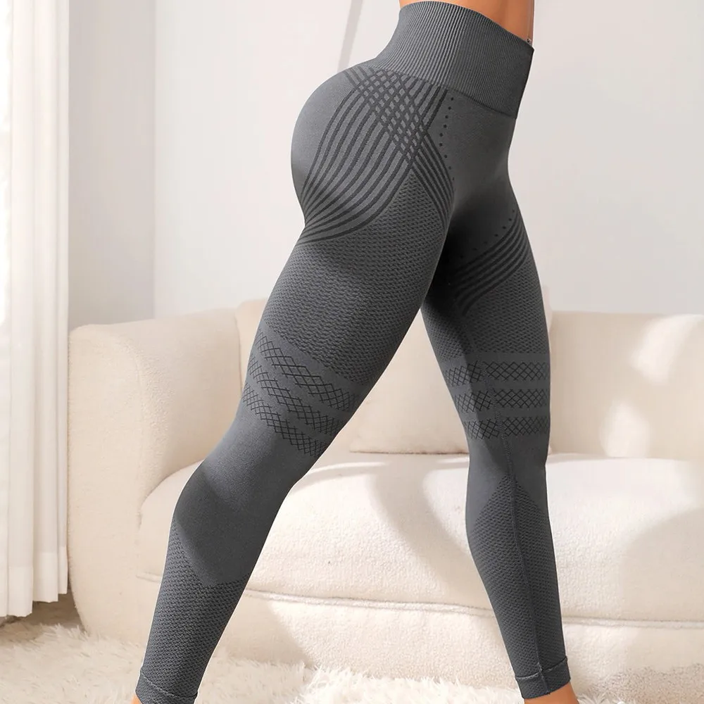 High Waisted Yoga Pants Women European American No Trace Peach Buttocks Fitness Exercise Hip Lifting Tight High Elasticity