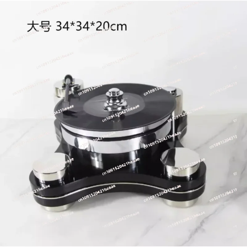 Suitable for Black Minimalist Stainless Steel Vinyl Record Player Turntable with Wood Grain Effect for Home Hotel Club Decor