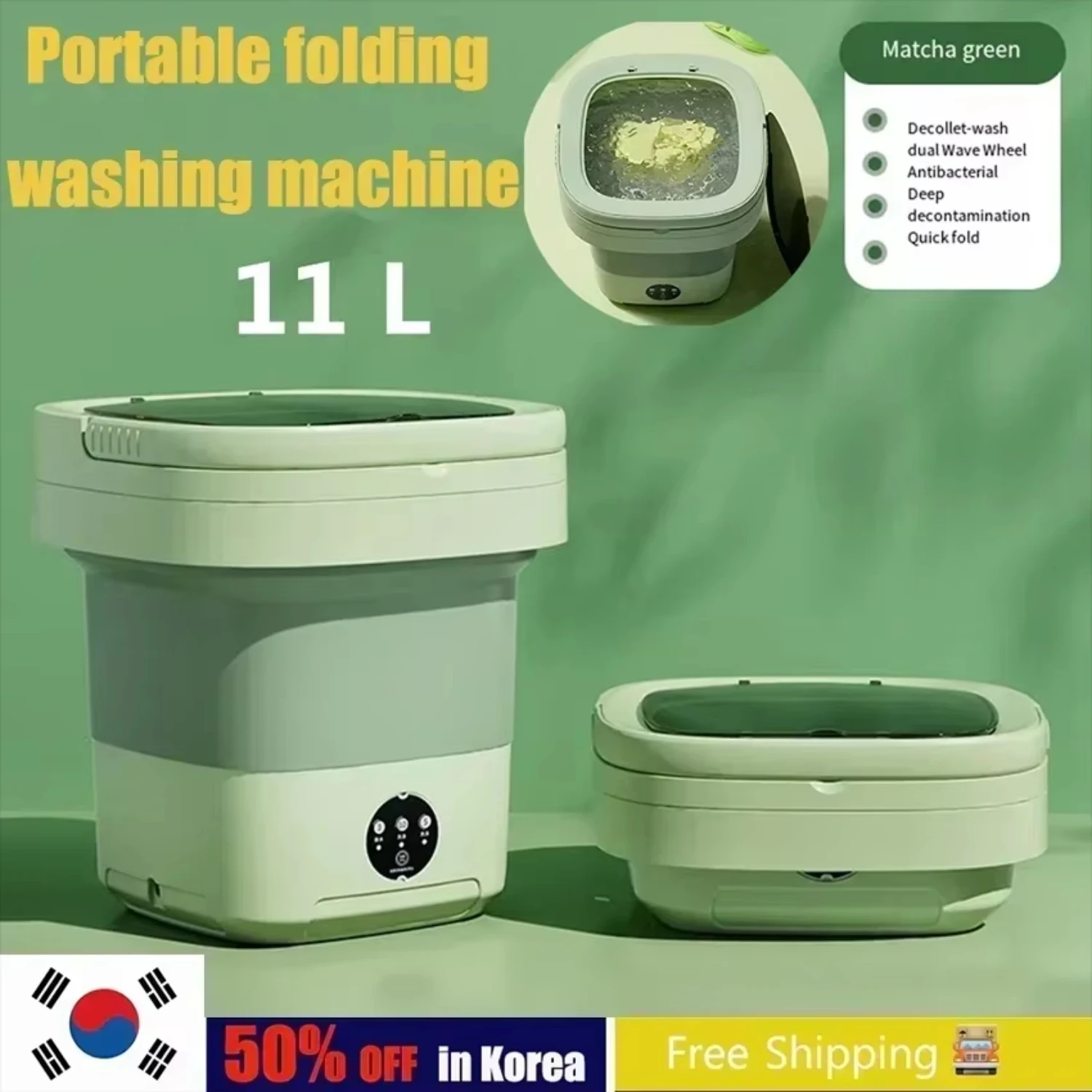 6L 11L Folding Portable Washing Machine Big Capacity with Spin Dryer Bucket  Clothes Travel  Underwear Socks Mini Washer