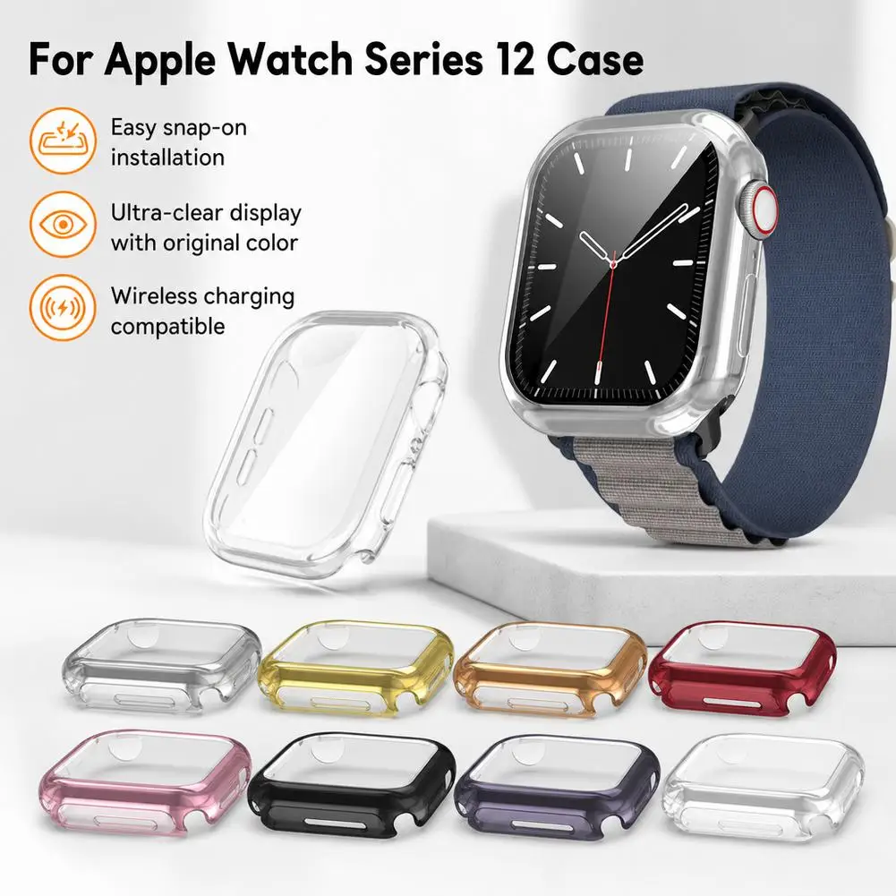 TPU Case For Apple Watch Series 12 Full Wrap Hollow Out Clear TPU Protective Cover Wireless Charging HD Screen Friendly