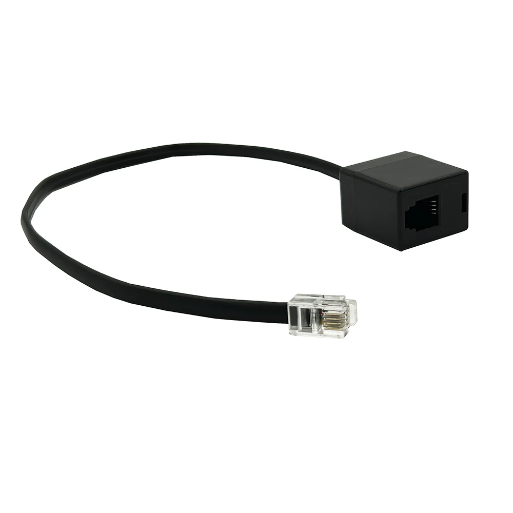 Kabel RJ9 25CM 4P4C Żeńskie Złącze do RJ9 Męski Wtyk czarny Do przedłużacza telefonicznego