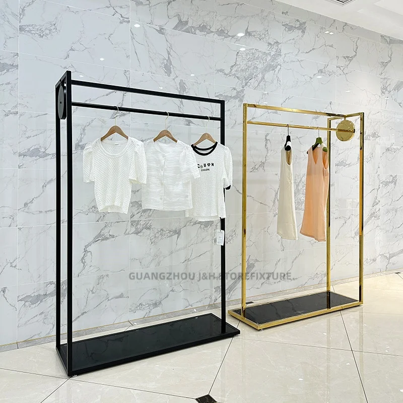 

customized.Retail Floor Standing Garment Stand Metal Black Heavy Duty Portable Commercial Clothing Rack Clothes Store Displa