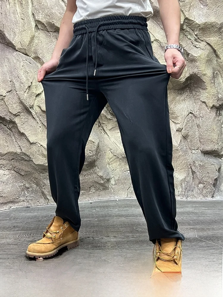 

Мужские трикотажные прямые повседневные брюки, гладкие, приятные для кожи, дышащие, медные, аммиачные, шелковые, осенний сезон, универсальные