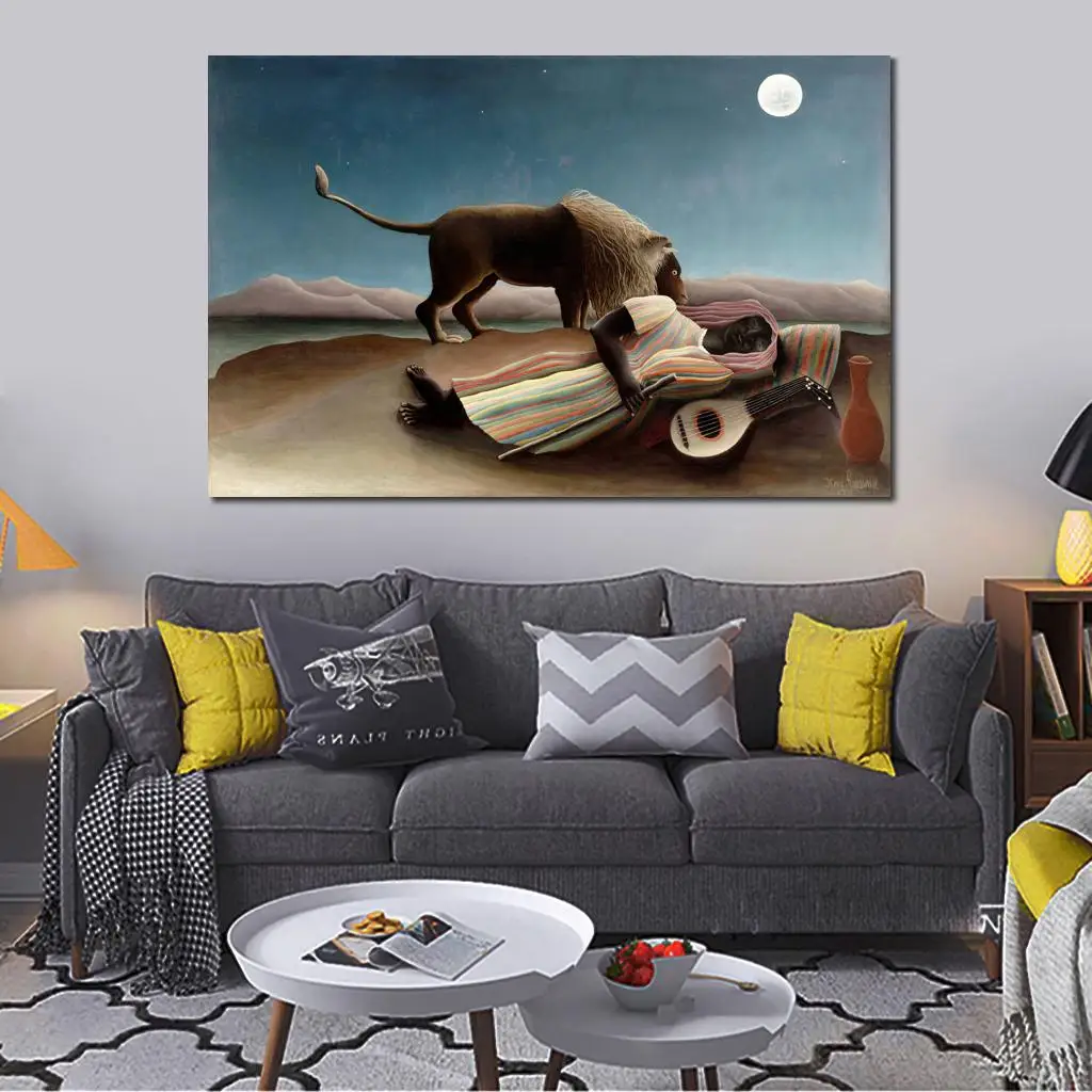 Wall Decor Modern Art The Sleeping Gypsy Henri Rousseau Oil Painting Canvas Artwork High Quality Hand Painted Unframed