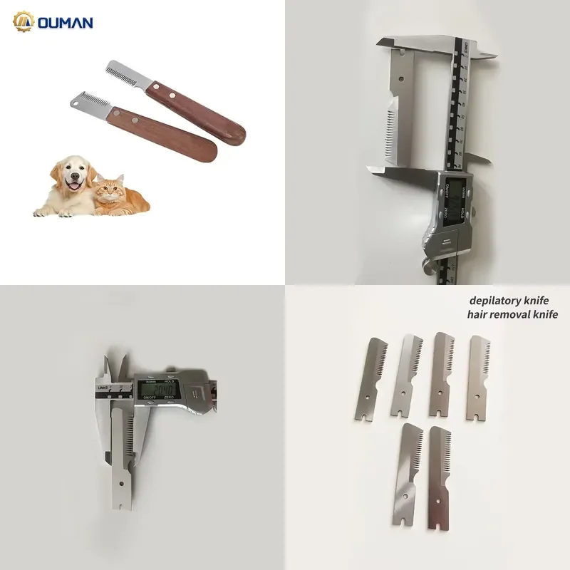 Custom Drawing Services Wholesale Ou Man Technology Wooden Handle Dog Stripping Knife-Professional Pet Grooming Scissors 1