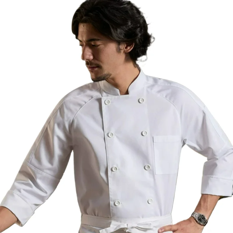 Klassische Kochjacke für Herren, Kurzarm, Hotel-Restaurant-Küchenkochhemd, Bäckerei-Kellner-Uniform