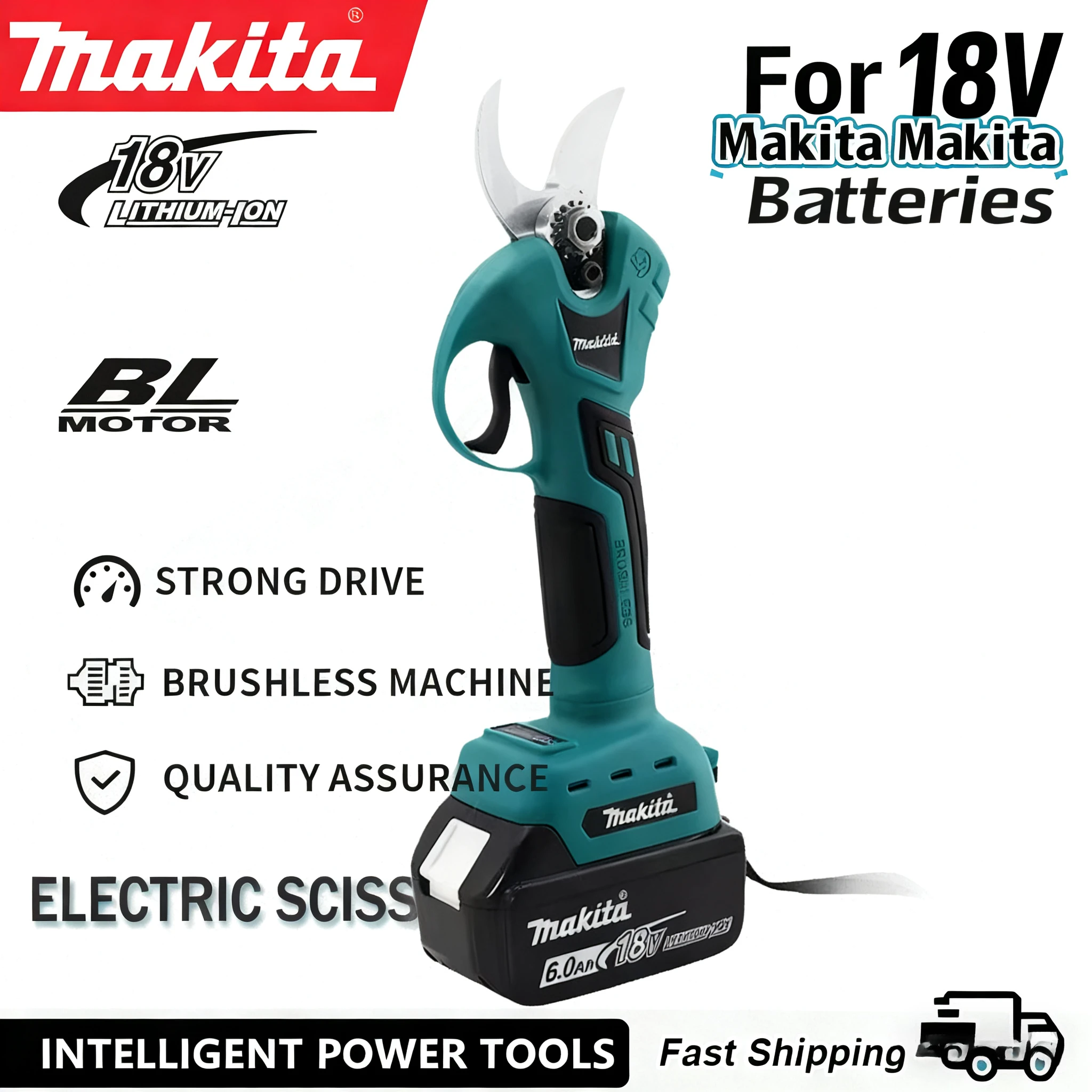

Makita Electric Pruner 4 Gears Brushless Cordless Handheld Orchard Shrub Pruning Tree Branches Cutter For 18V Battery