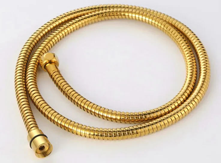 

100cm or 150cm stainless steel gold color hose Shower pipe with copper core + zinc cap + double buckler SH069-1