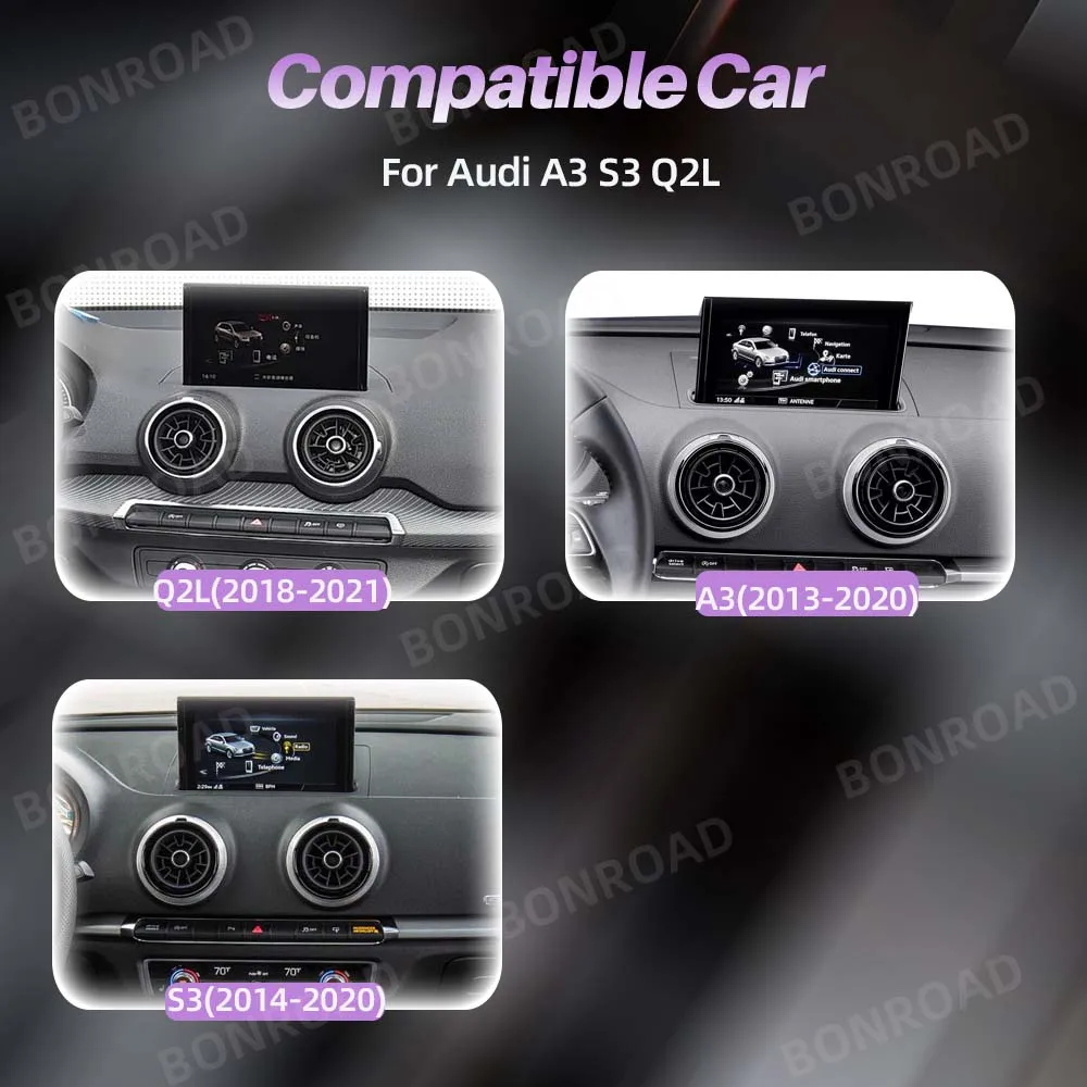 BONROAD Draadloze CarPlay Adapter voor Audi Q7 A3 S3 A4L A5 Q2 Q5L met Android Auto AirPlay Mirror Link Bluetooth GPS Decoder Box - afbeelding 1