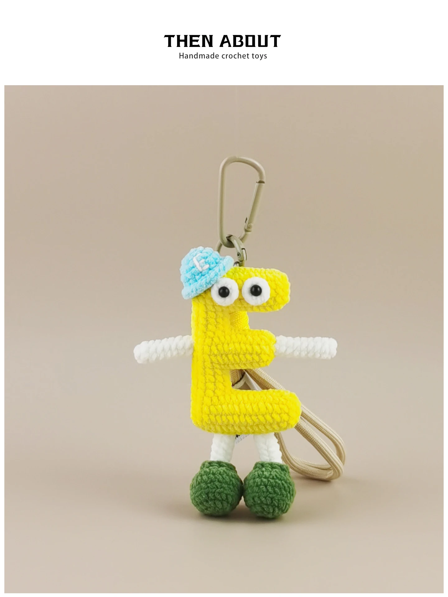 Hand Knitted Doll Bag Charm Letter E Backpack Pendant Key Holder Small  Gift Unique Handmade Crafted Bag Accessory