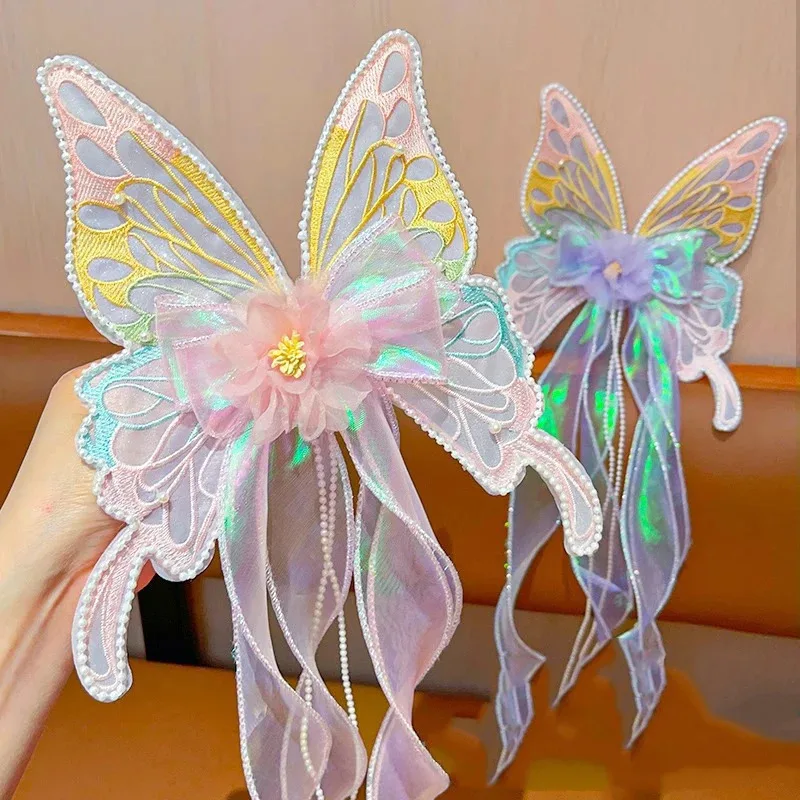 فراشة كبيرة الانحناء أشرطة إكسسوارات الشعر دبابيس الشعر أغطية الرأس مقاطع الشعر دبابيس الشعر الأميرة الفتيات إكسسوارات الشعر المشابك #2