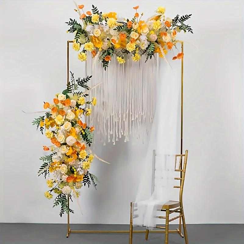 6FTx4FT Gold Wedding Arch Backdrop Stand Square Metal Rectangular Arch Frame for Ceremony Party Birthday Bridal Baby Shower Anni