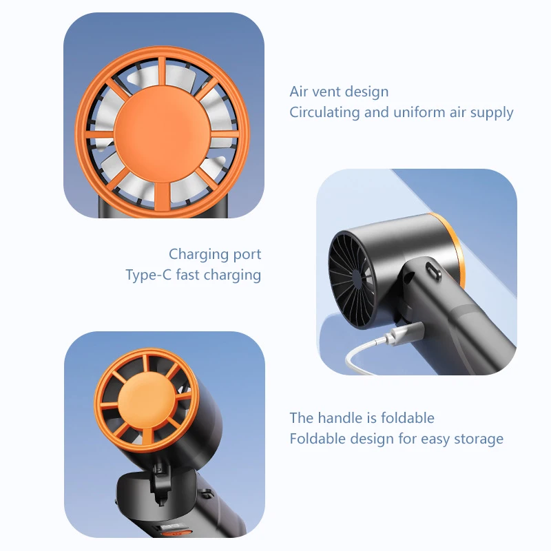 Lenovo Portable Neck Fan USB Rechargeable, Handheld Fan with Digital Display, Strong Wind Long Battery Life Foldable Cooling Fan