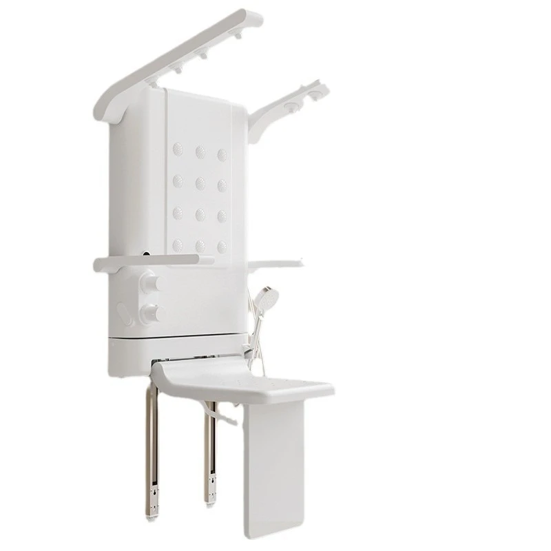 

Sitting thermostatic shower Multifunctional wall-mounted bath stool for the elderly Bathing chair Folding digital display shower