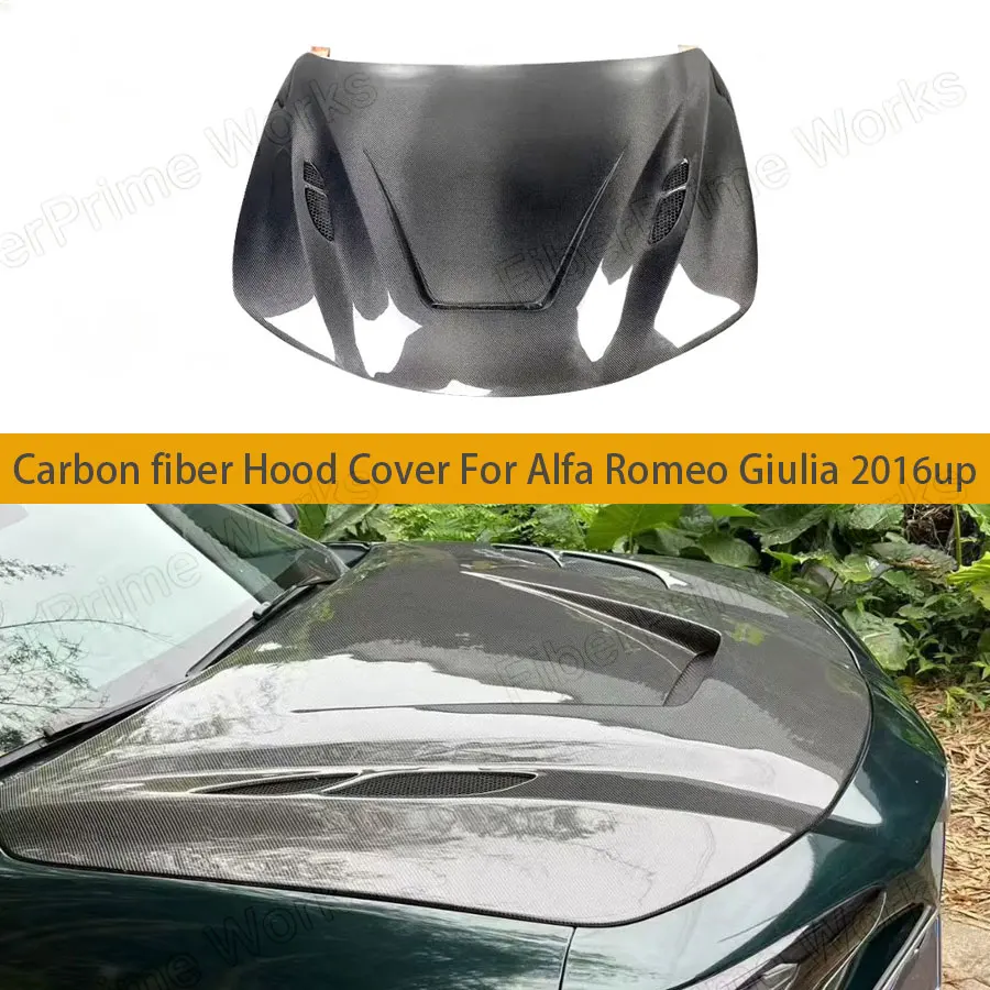 For Romeo Giulia 2016up Real Carbon Fibre Car Front Bumper Engine Hood Bonnet Vent Cover Parts Upgrade Car Bodykit