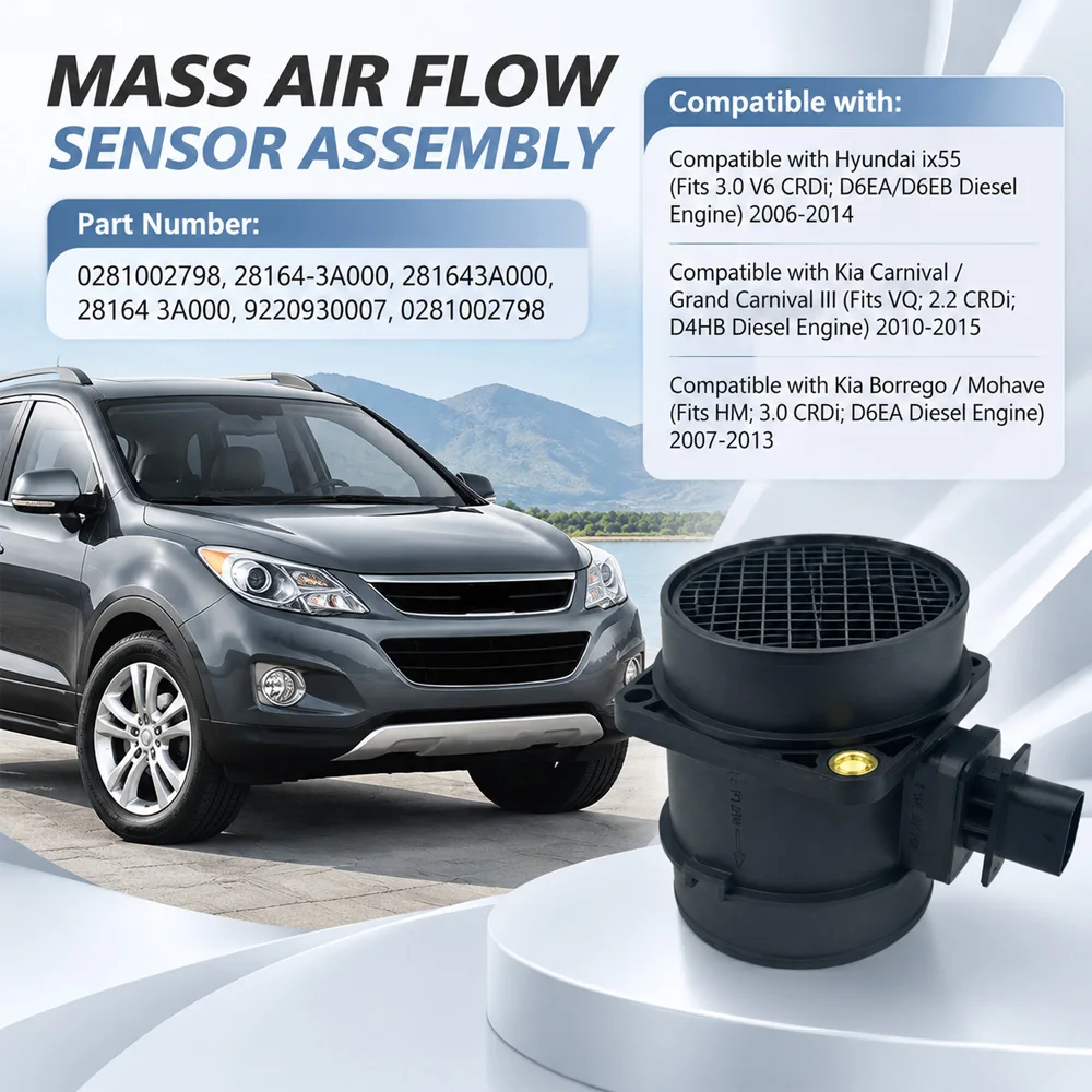 For Hyundai ix55 Kia Carnival Borrego Mohave 2007-2013 Mass Air Flow Sensor Assembly 0281002798 281643A000 9220930007 0281002798