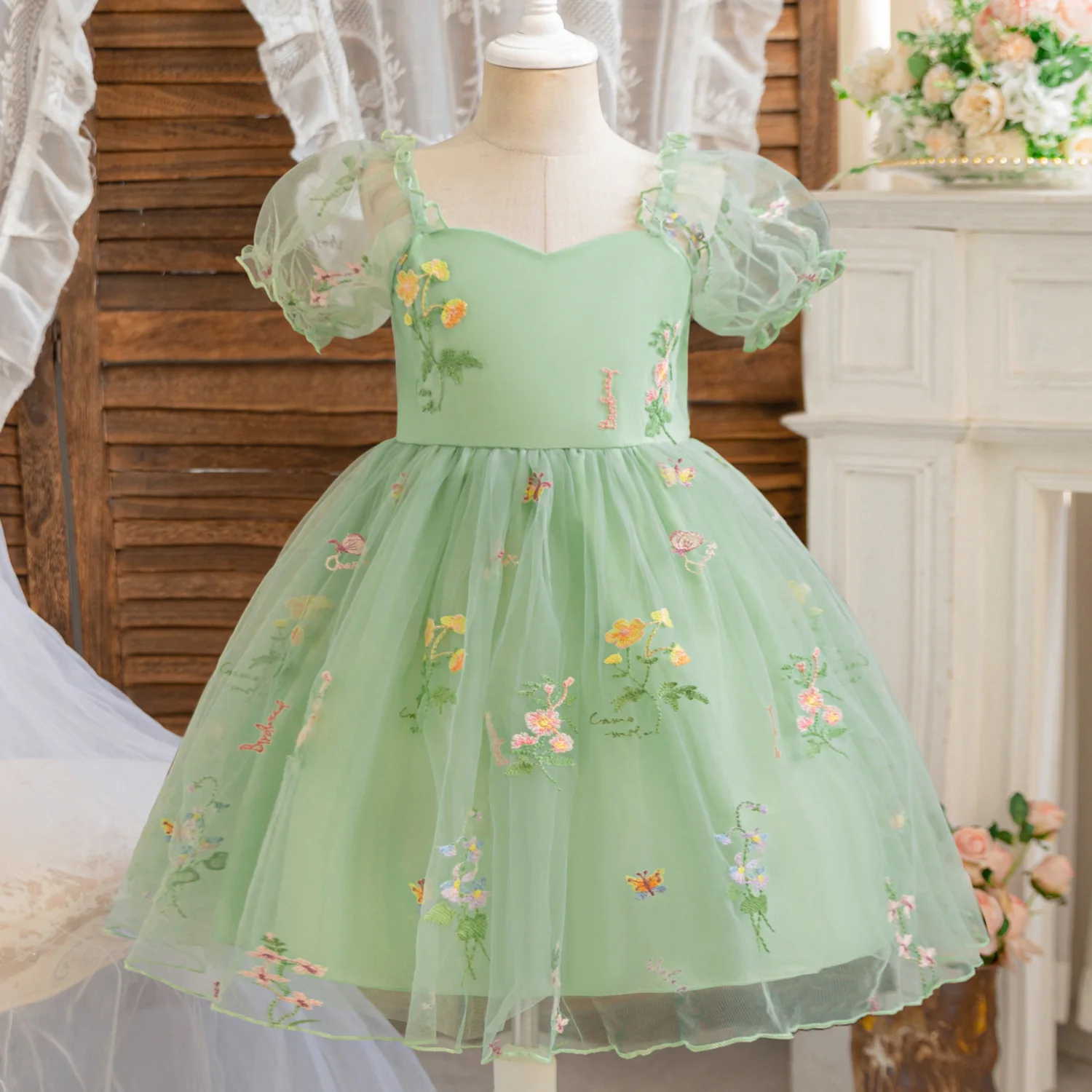 Toddler Baby Girl Fairy Dress Princess 1-5 Y Newborn Birthday Party Flower Dress Wedding Tulle Tutu Vestidos Kids Girls Costumes