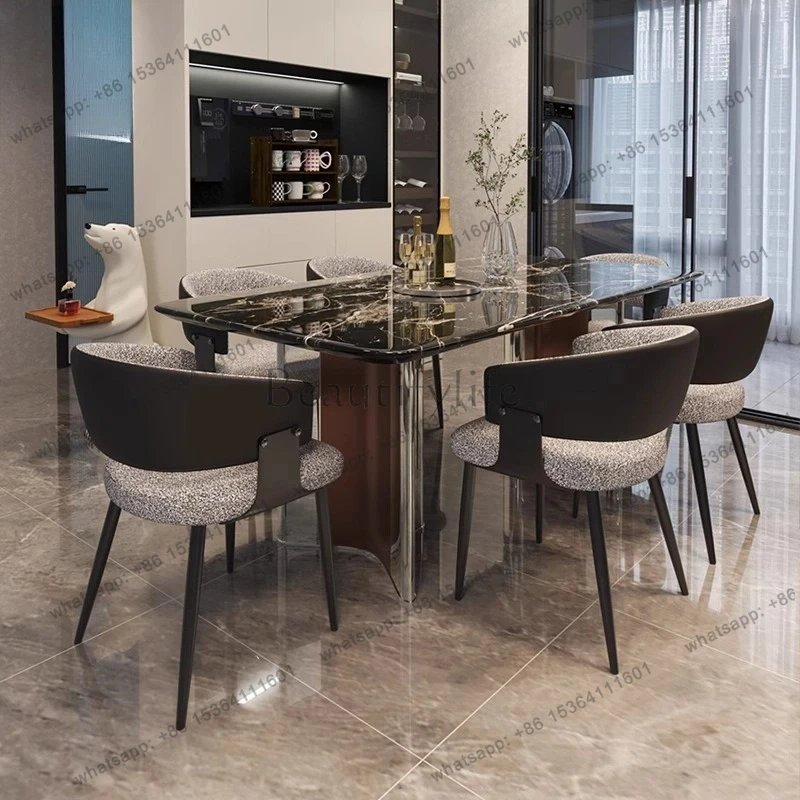Italian light luxury marble dining table modern leisure home dinner table