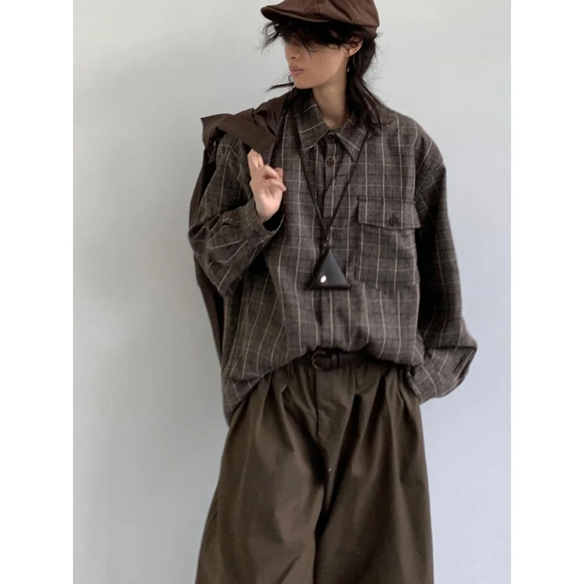 

Мужское шерстяное пальто в клетку на осень-зиму, свободного кроя, повседневное, простое, длинное, модное, городское, для молодежи