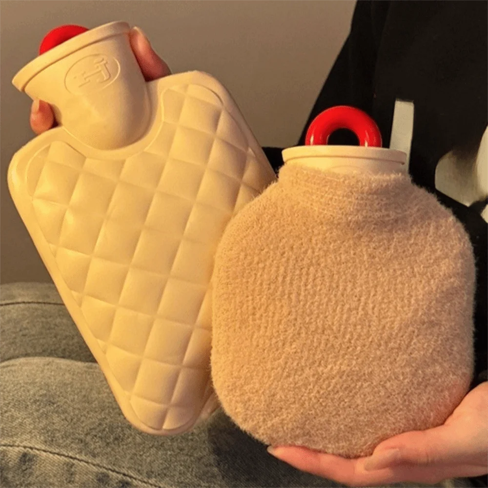 

Anti-scalding Hot Water Bottle Portable Removable Cover Hand Warmer Comfortable 350/800ml Water-filling Bottle Warm Belly