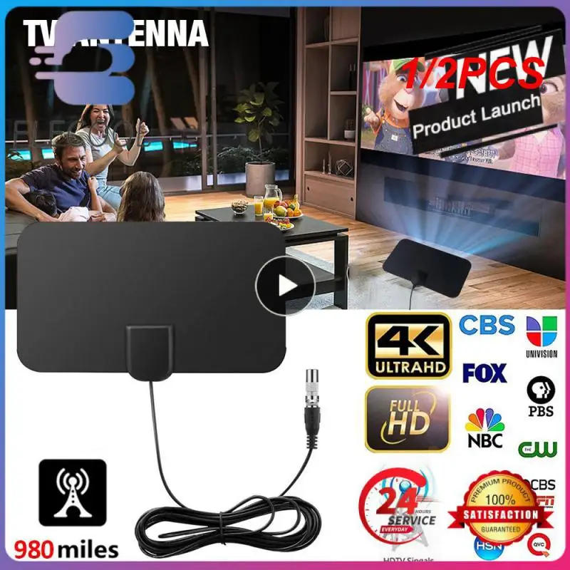 1/2PCS Miles Range TV Antenna Digital Antena Indoor HDTV 1080P 4K 13ft Cable DVB-T2 4K Antena Local Channel Broadcast