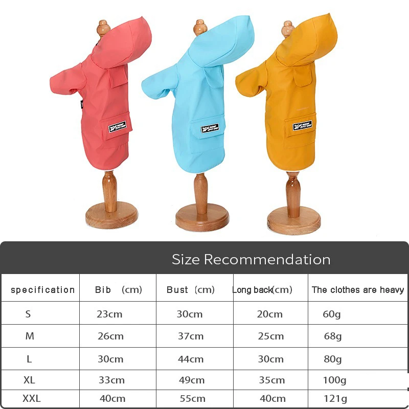 Dog Rainwears Dogs Waterproof Rain Coat FourSeason Pet Clothes Outdoor Activity Pet Hooded Raincoats