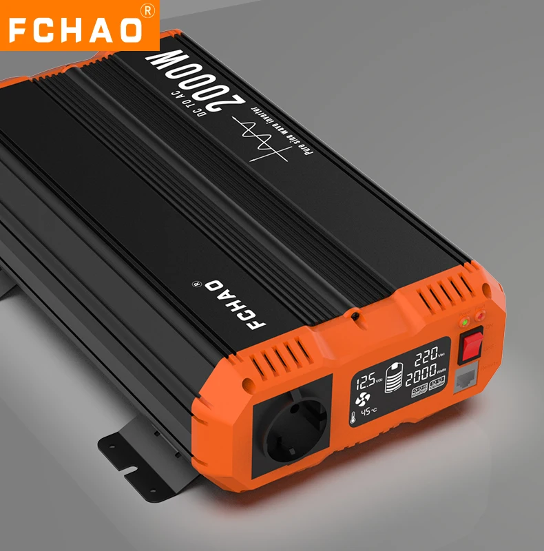 FCHAO 2000W/2500W/3000W 12V naar 220V/230V 50Hz auto-omvormer zuivere sinusgolf DC-AC stroomomvormer met LCD-scherm & afstandsbediening