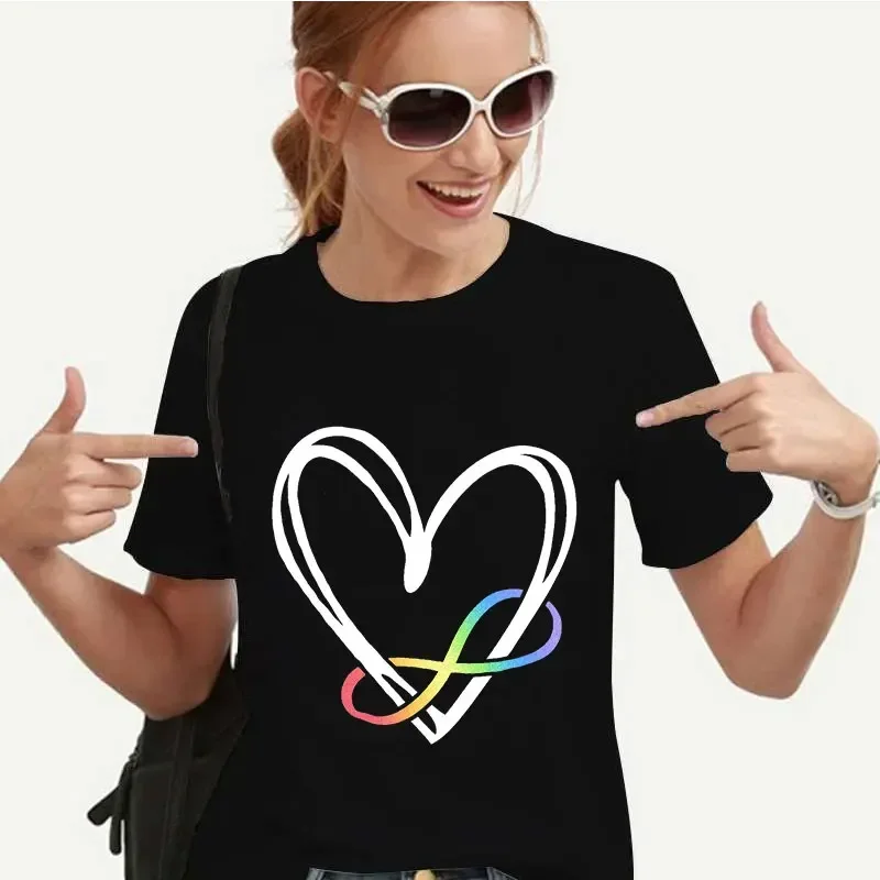 Autism Women Clothing Infinity Symbol Autism Awareness Mom T-shirts Neurodiversity Tee Shirt Autistic cotton Tee Tops cotton