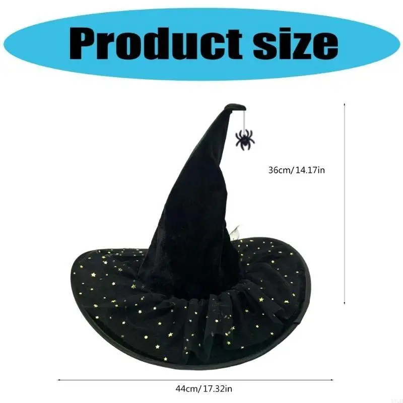 Heksenhoed Halloween Verkleedhoed Heksenkostuum Accessoires voor Vrouwen Mannen Volwassen Maskerade Cosplay Themafeesten