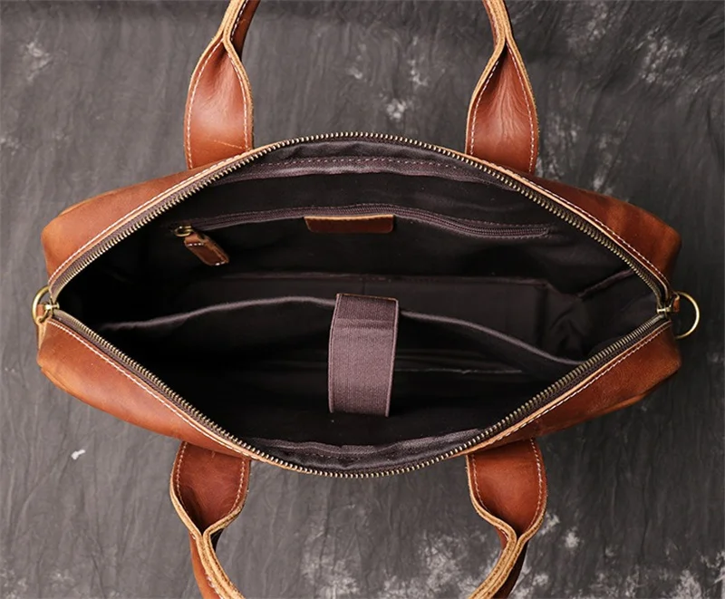 Nesitu Highend 빈티지 A4 브라운 커피 정품 가죽 이그 제 큐 티브 14 ''노트북 남성 서류 가방 메신저 가방 포트폴리오 핸드백 M3359