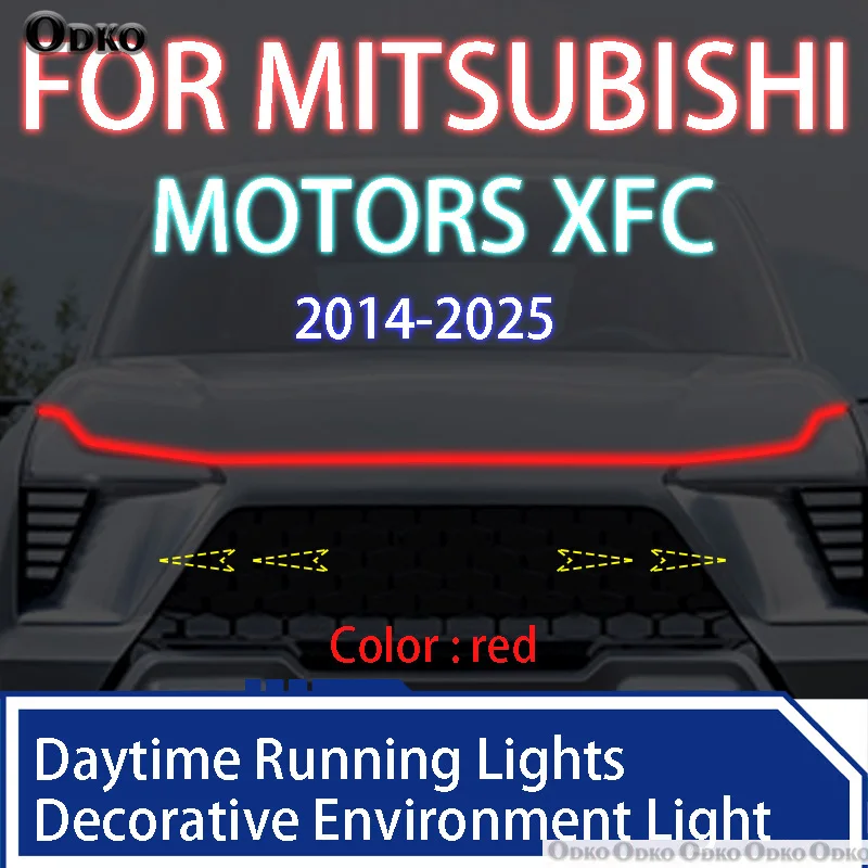 

ДЛЯ МОТОРОВ Mitsubishi 2014-2025 гг. Новые светодиодные дневные ходовые огни, сканирование запуска капота автомобиля, направляющая DRL, декоративная окружающая лампа 12 В