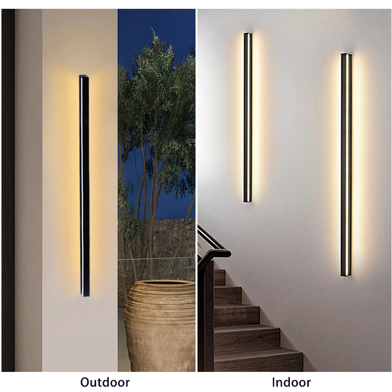 Imagem -04 - Alumínio Material Led Lâmpada de Parede Long Strip Light Interior e Exterior Ambiente Luz Jardim e Pátio Mordern 120cm Preto