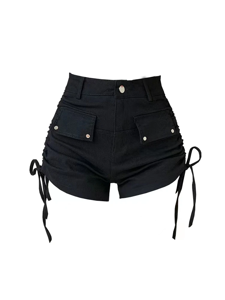 

Women White Denim Shorts Fashion Lace-up High Waist Shorts Jeans Y2k Korean Mini Jeans Shorts Harajuku 2000s Clothes Summer 2024