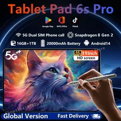 2024 Original Global Version Tablet Android 14 Pad 6S Pro Snapdragon Tablets PC 16GB+1024GB 5G Dual SIM Card WIFI HD 4K Tablet