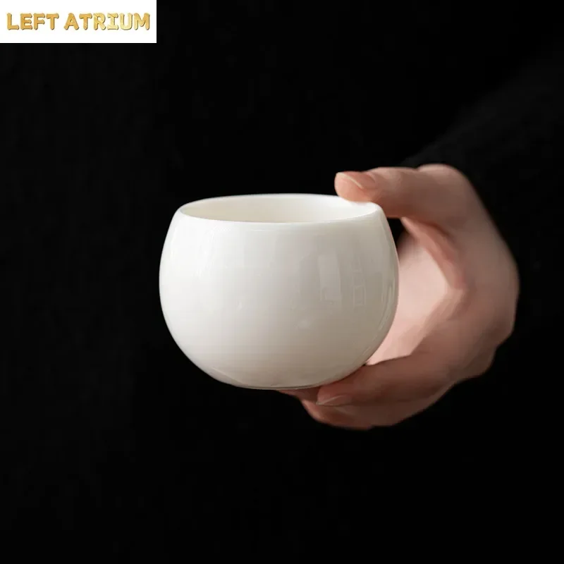 Handmade Mutton Fat Jade Luohan Cup Ceramic Large Tea Cup Always-Standing Cup Master Cup Kung Fu Tea Set White Porcelain Cups