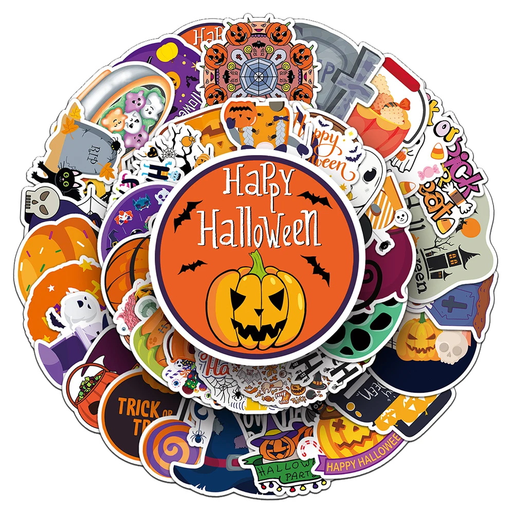 

10/30/50PCS Halloween Cartoon Graffiti Stickers Cute Ghost Pumpkin Kid Decal Toy DIY Phone Laptop Notebook Car Sticker Wholesale