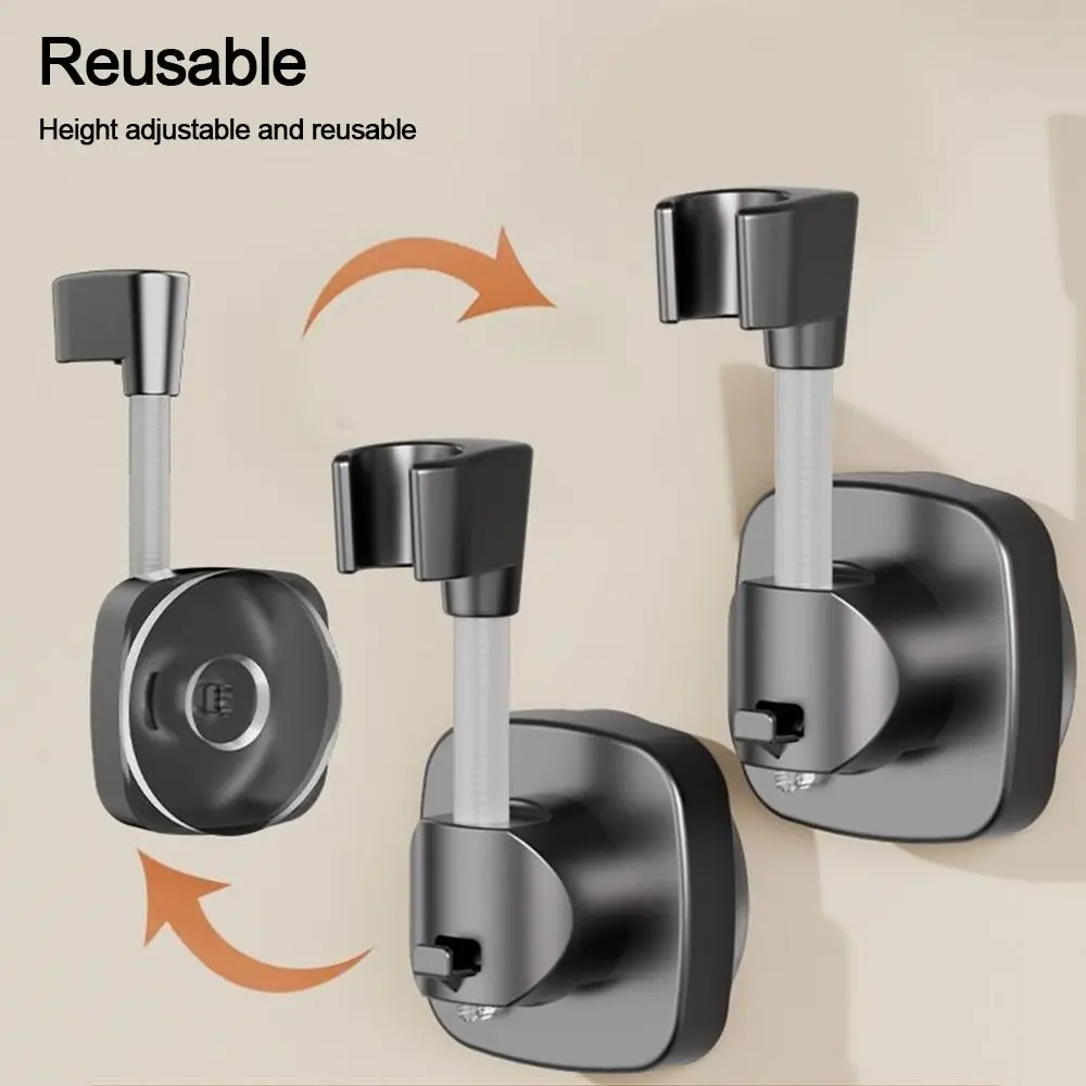 Adjustable Shower Head Holder Suction Cup Type Relocatable Showerhead Bracket Wall Mounted Handheld Sprayer Support