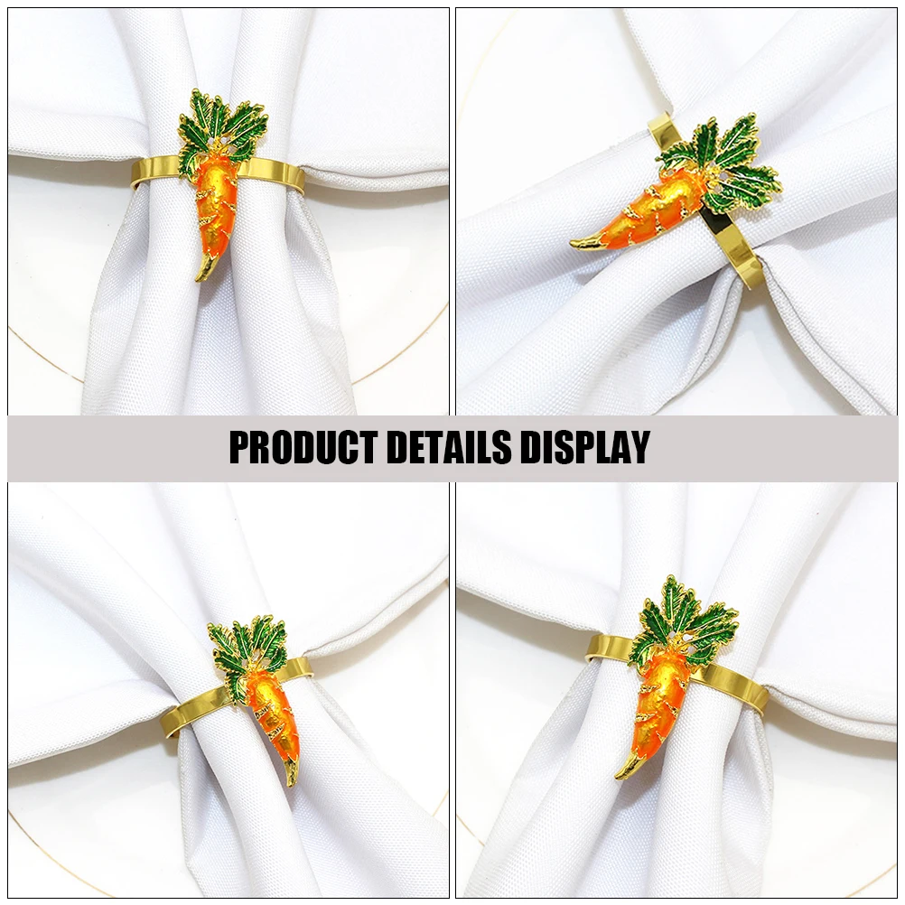

6pcs Napkin Rings Decorative Metal Buckles for Easter Napkin Decorative Rings Spring Party Tablecloth Accessories
