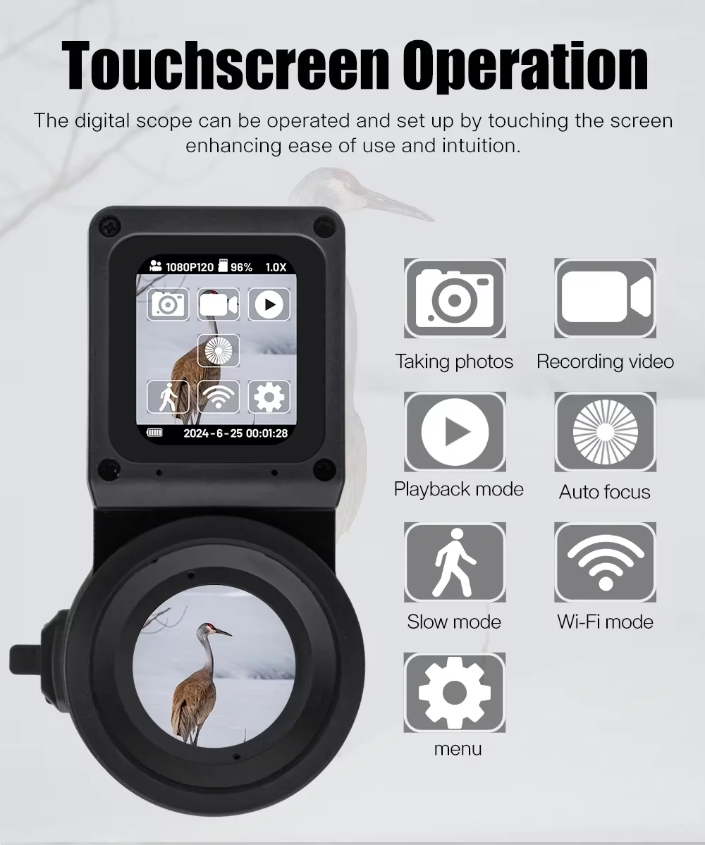4K Video Recorder Scope Anti-shake Action Camera Aluminum 11mm Mount Base Tactical Features for Hunting and Recording