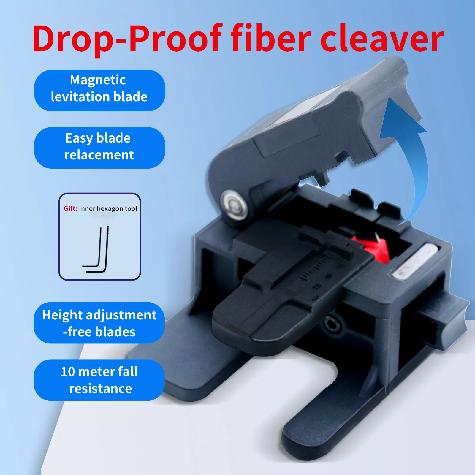 

VAEYI Fiber Cleaver Black Optical Fiber Cable Cutting Knife FTTT Fiber Optic Knife Tools Cutter Magnetic levitation blade