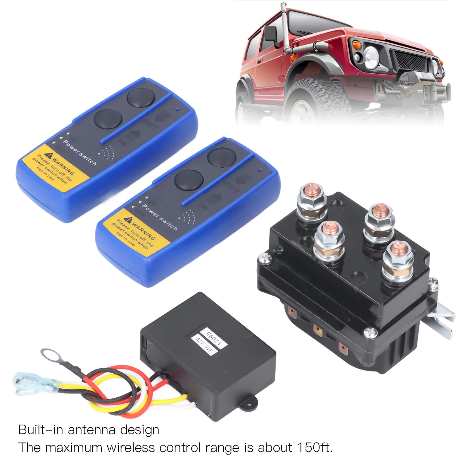 500A 12V Winch Solenoid for relay Contactor Remote Control Kit for 8000lb -12000lb Winch Truck ATV SUV