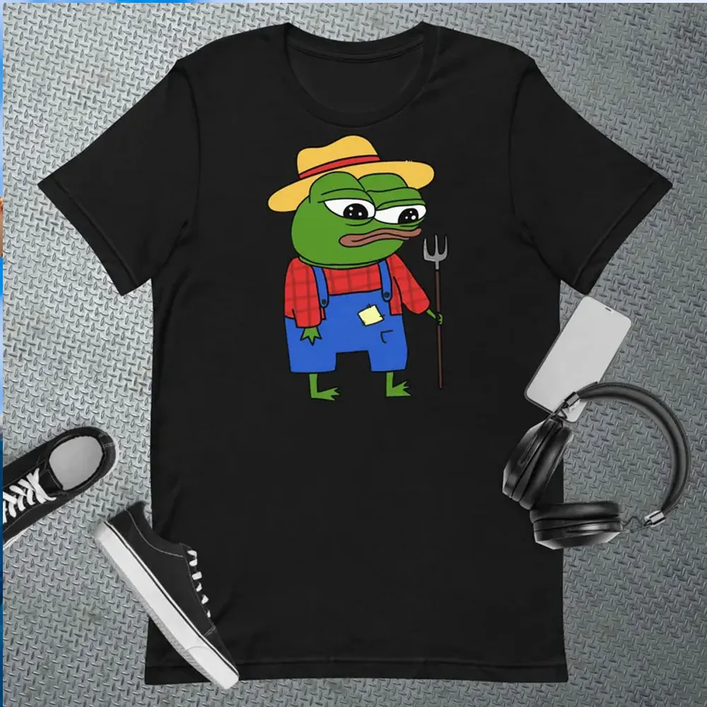 Apu Apustaja مزارع القش بيبي الضفدع Fren ميمي مضحك ثقافة الإنترنت الفكاهة الحضرية الجرافيك المحملة للجنسين الصيف القطن تي شيرت #3